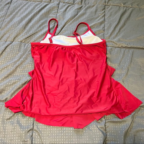 Summer Mae red swim suit tankini top only ruffles maternity size large - Picture 5 of 6